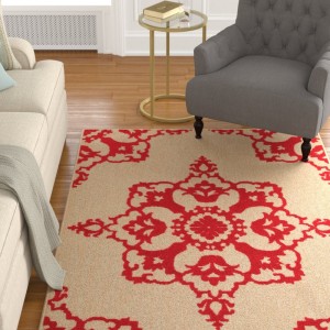 Charlton Home Winchcombe Sand/Red Outdoor Area Rug CHLH7969